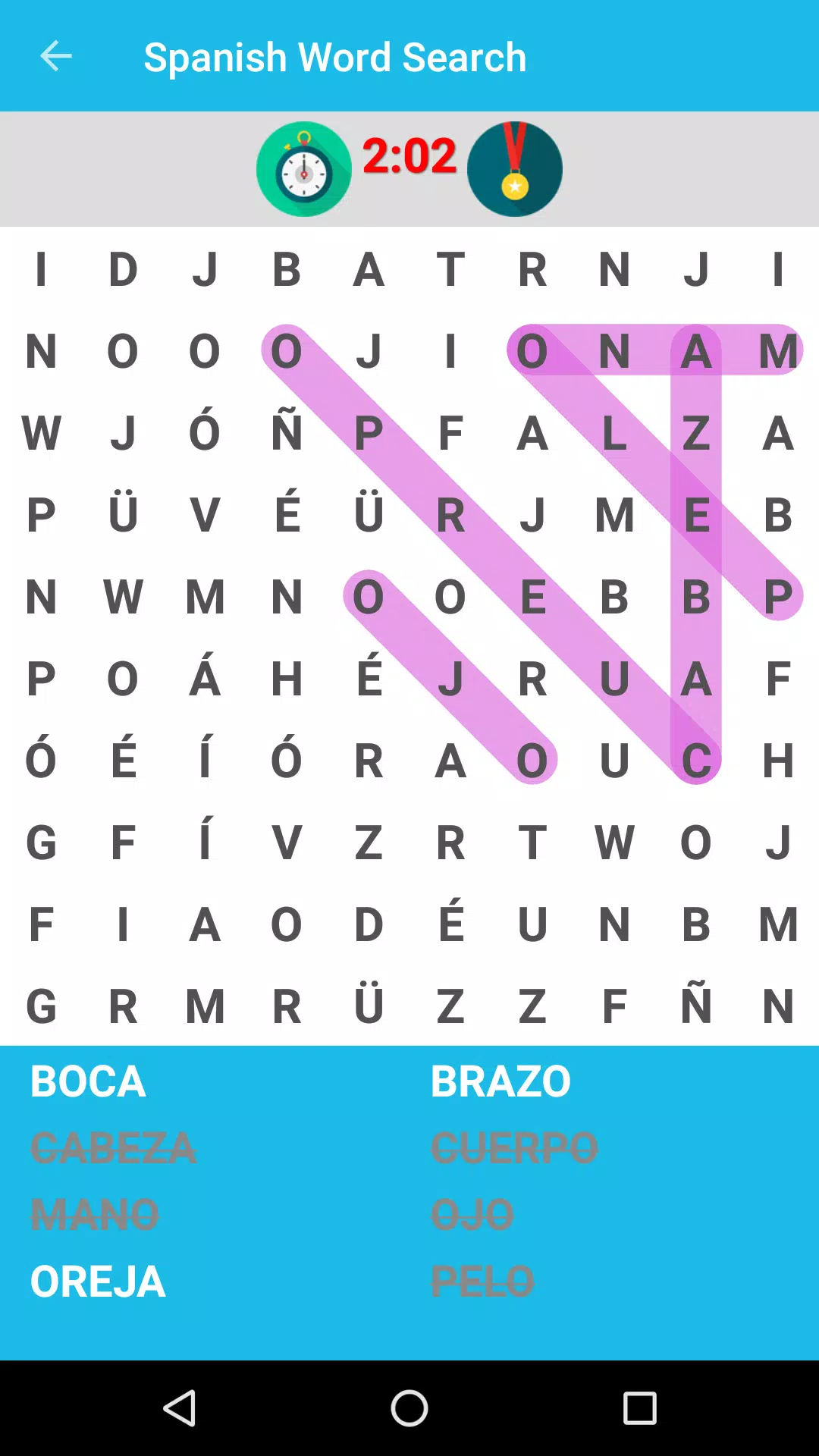 Spanish Word Search Game Screenshot 1