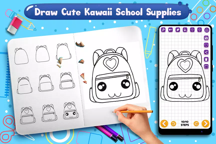 Learn to Draw School Supplies Ekran Görüntüsü 3