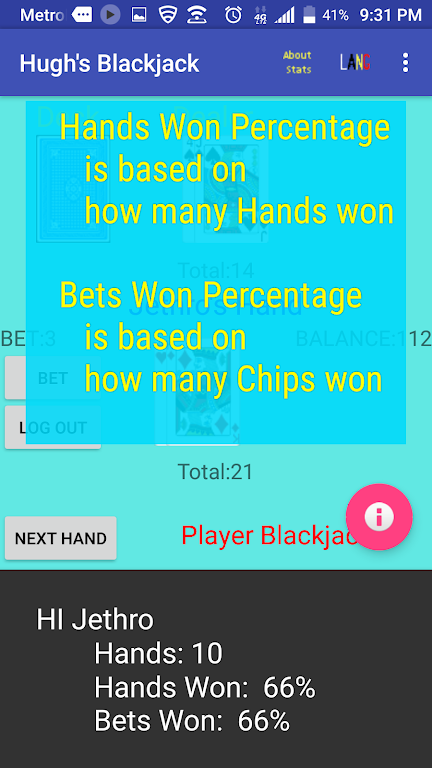 Hugh's Blackjack應用截圖第2張