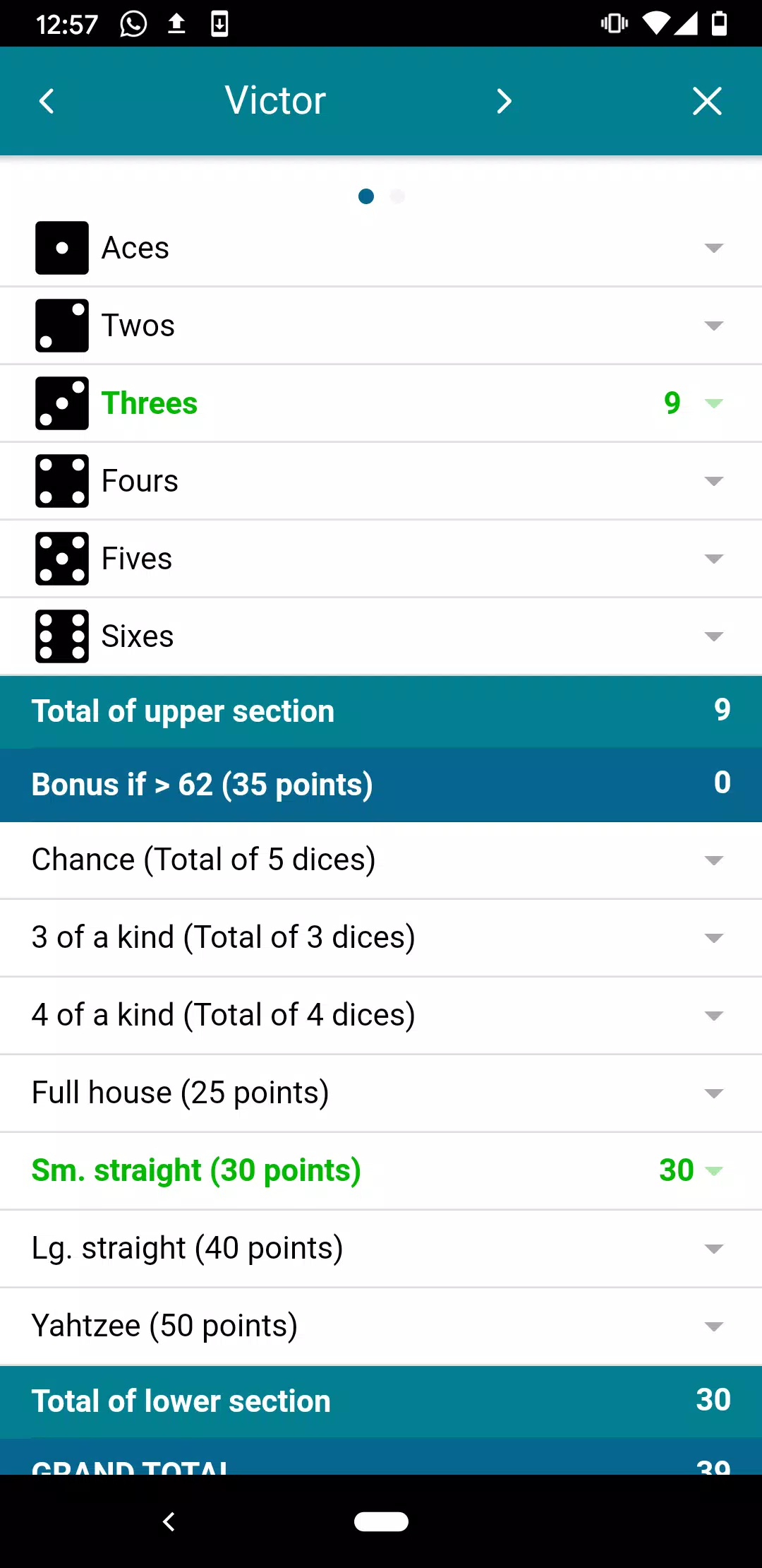 Yam's ScoreSheet (no advertisi應用截圖第2張