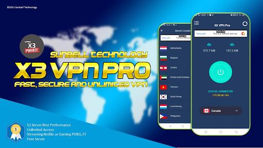 Schermata X3 VPN Pro - Fast , Secure & Unlimited VPN 1