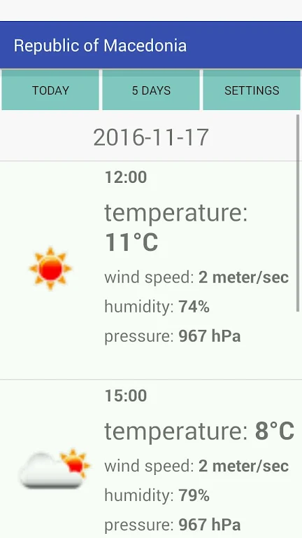 Republic of Macedonia Weather应用截图第1张