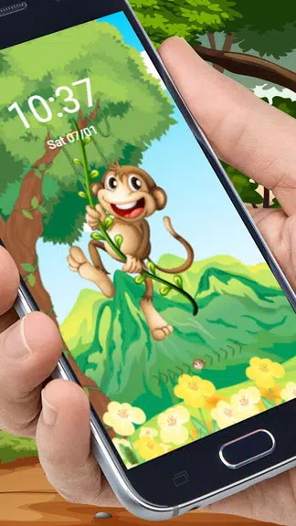 The Cute Cartoon Monkey Theme Ảnh chụp màn hình 4