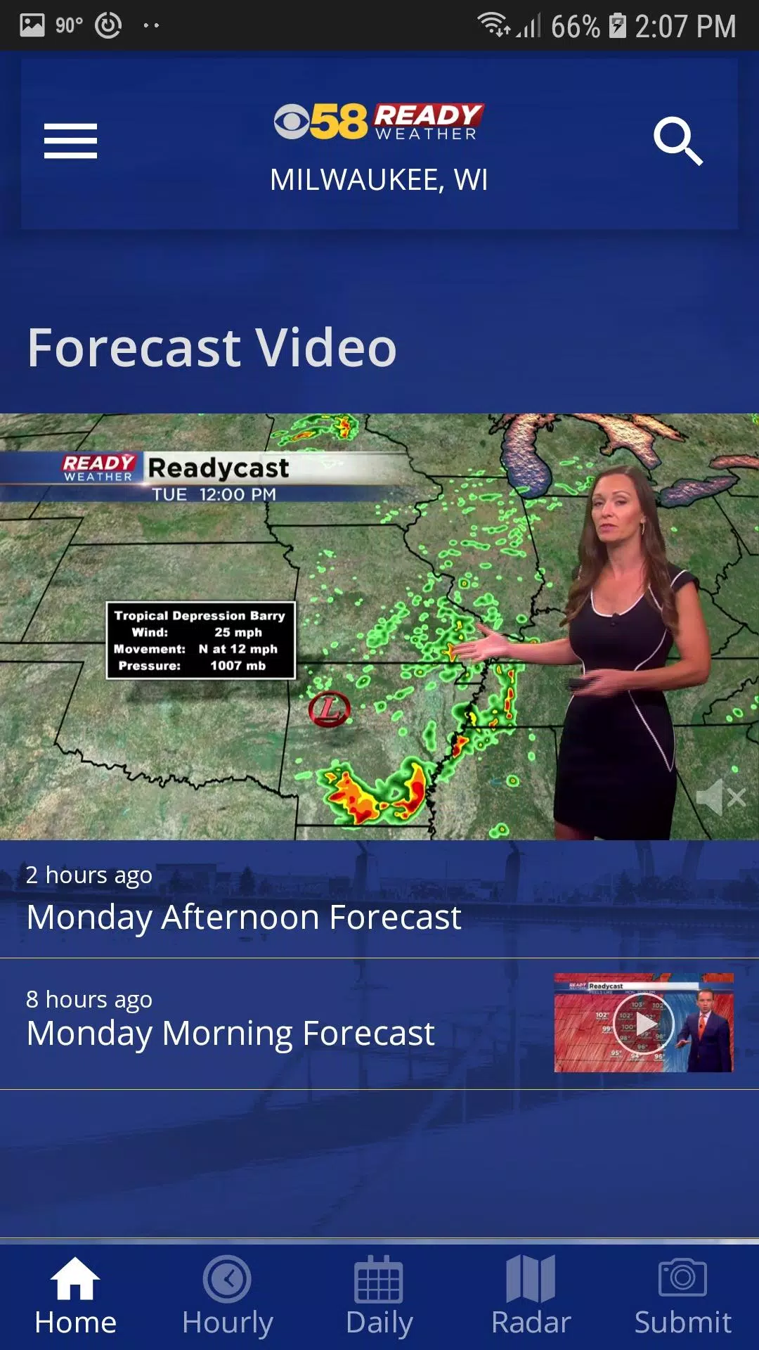 CBS 58 Ready Weather ဖန်သားပြင်ဓာတ်ပုံ 1