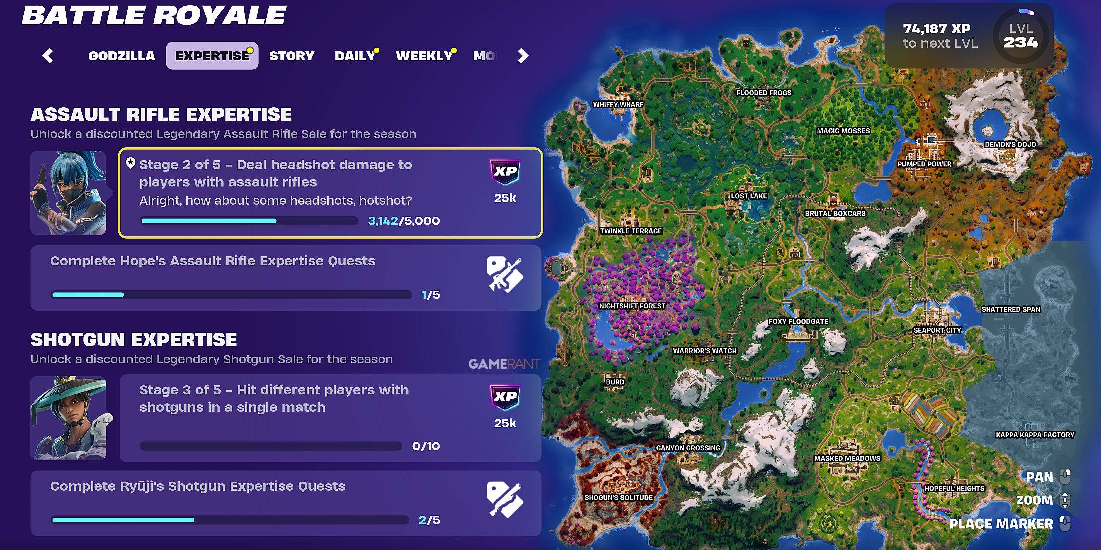 Semua pencarian kepakaran senjata di Fortnite Hunters