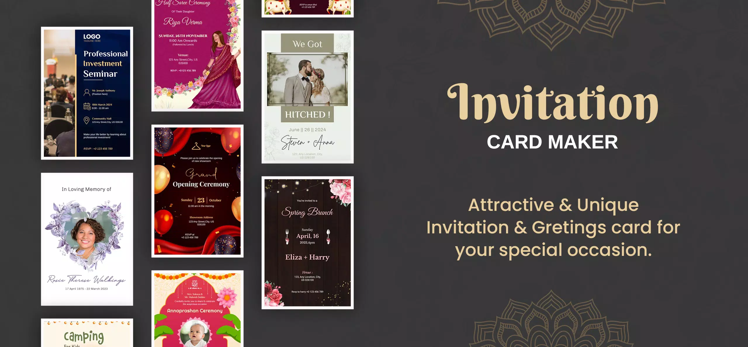 Invitation Card Maker & Design Ekran Görüntüsü 1