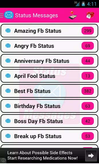 Schermata Status Messages 1