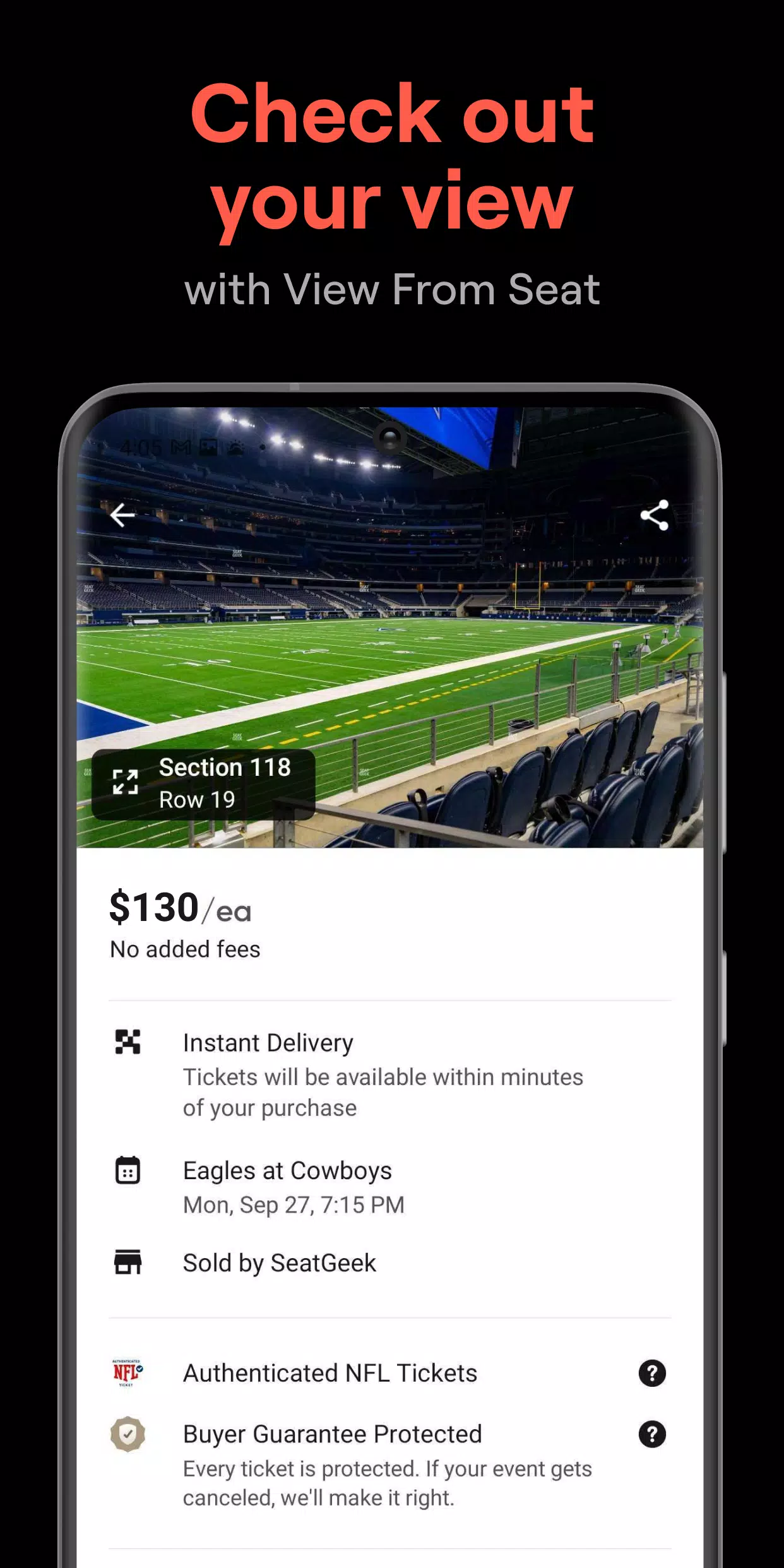 SeatGeek ဖန်သားပြင်ဓာတ်ပုံ 3