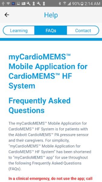 Schermata myCardioMEMS™ 2