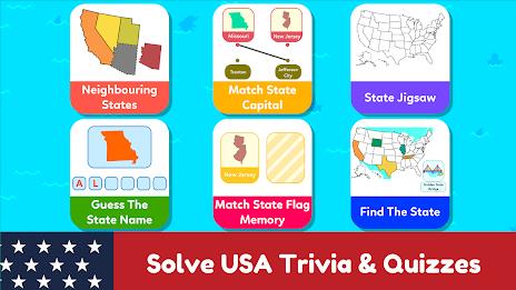 USA Map Kids Geography Games Capture d'écran 3