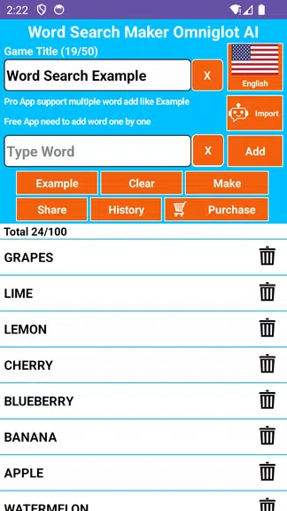 Word Search Maker Omniglot ภาพหน้าจอ 1