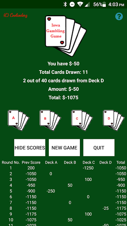 Iowa Gambling Game: Decision Making With Cards Tangkapan skrin 1