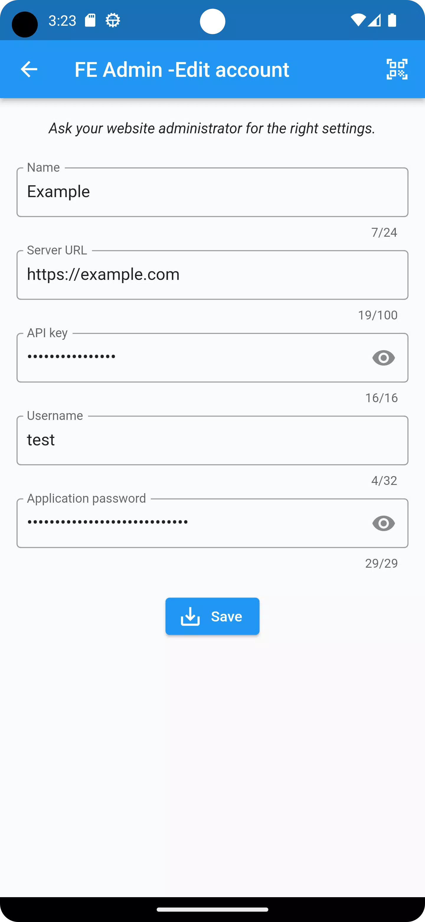 FE Admin Schermafbeelding 2