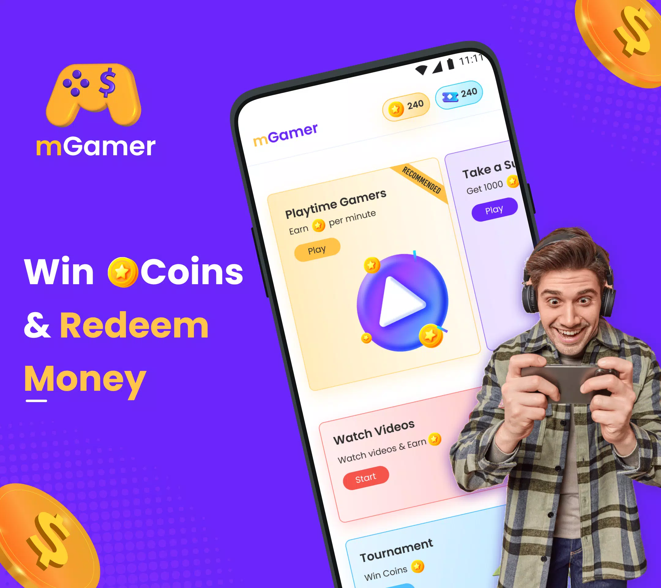 mGamer – Earn Money, Gift Card Screenshot 1