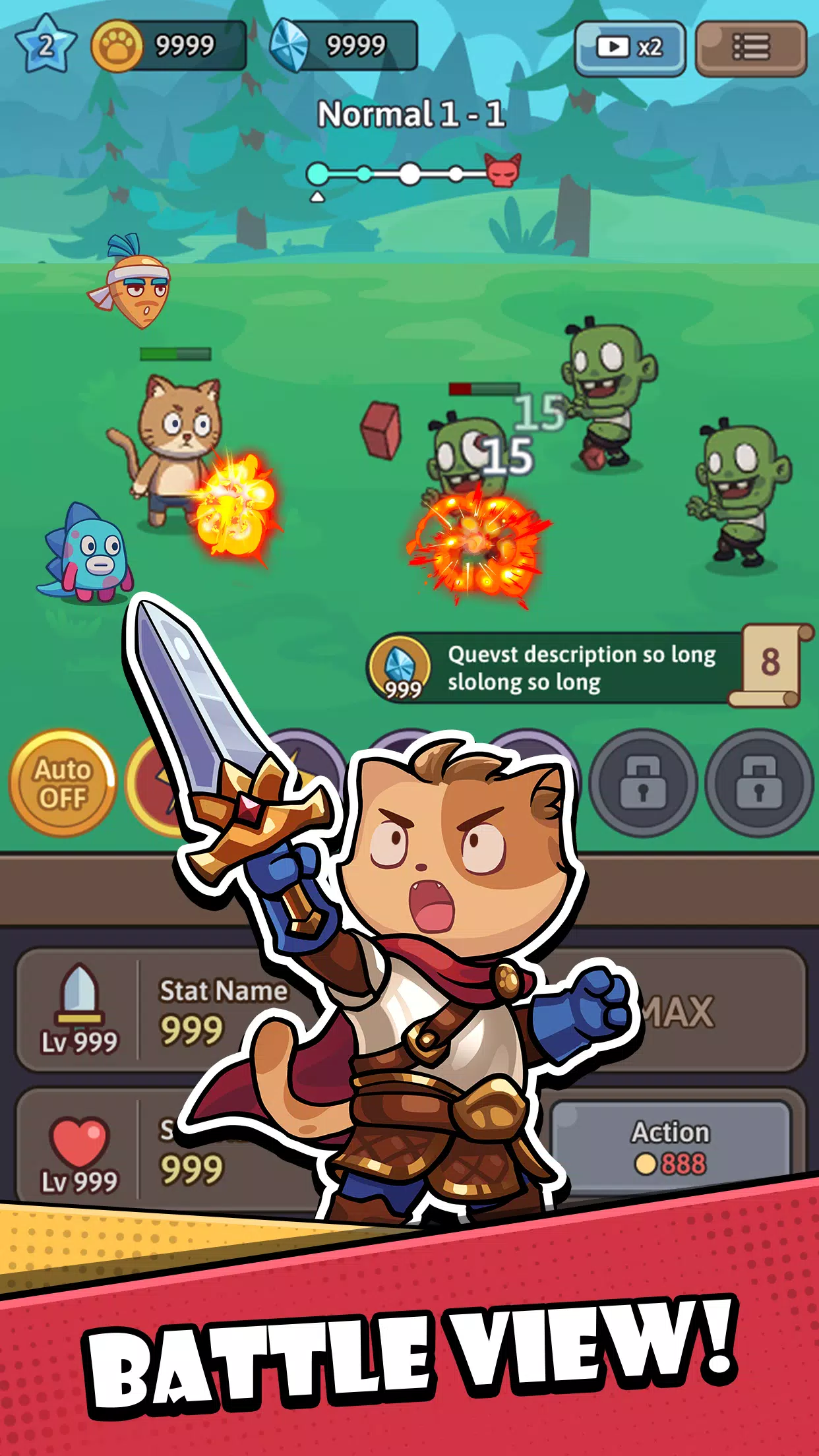 Cat Hero: Idle RPG War Tangkapan skrin 1