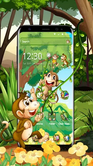 The Cute Cartoon Monkey Theme Ảnh chụp màn hình 3