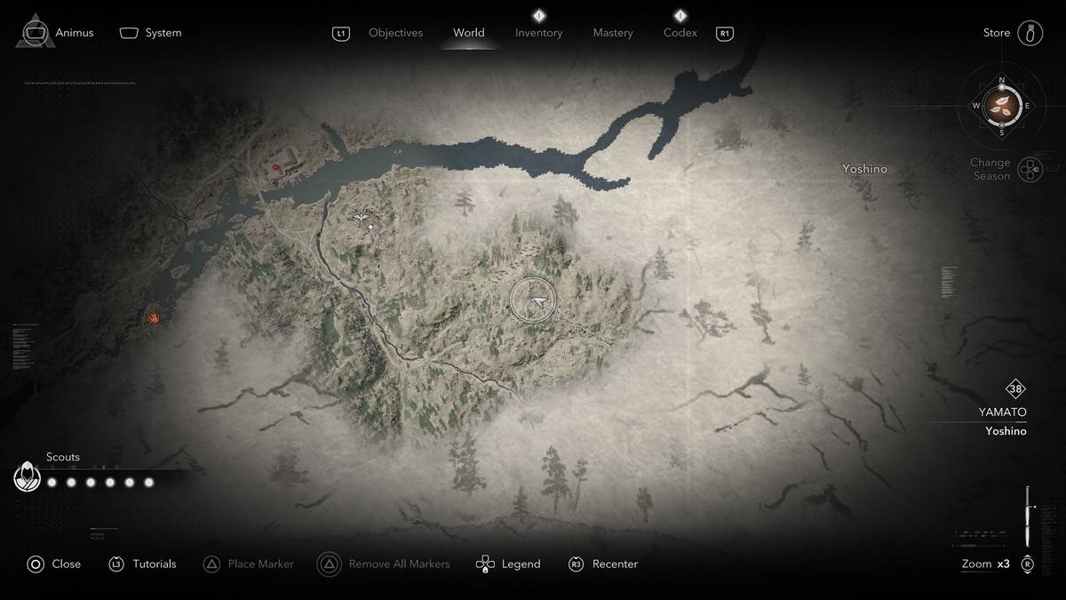 Emplacement légendaire Sumi-E dans Assassin's Creed Shadows.