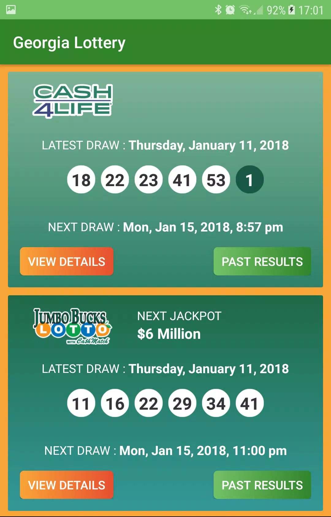 Georgia Lottery Results應用截圖第2張